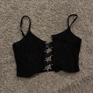 Black crop top with Butter fly chains
